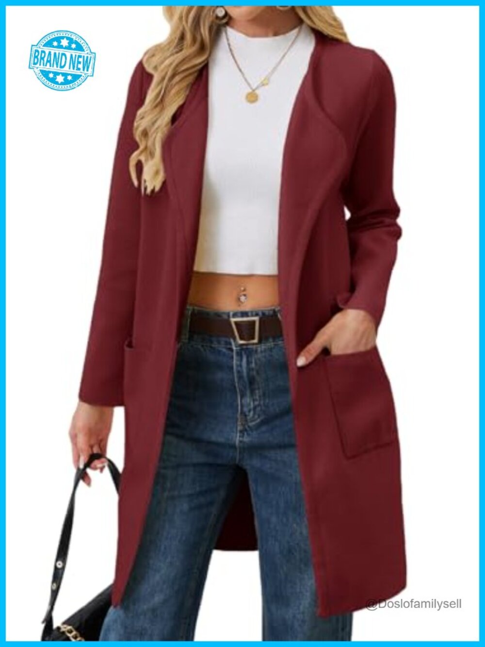 Women's Open Front Knit Long Cardigan Coatigan Wide Lapel Pockets
